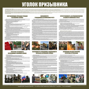 C118 Стенд Уголок призывника - Стенды - Стенды по гражданской обороне и чрезвычайным ситуациям - . Магазин Znakstend.ru